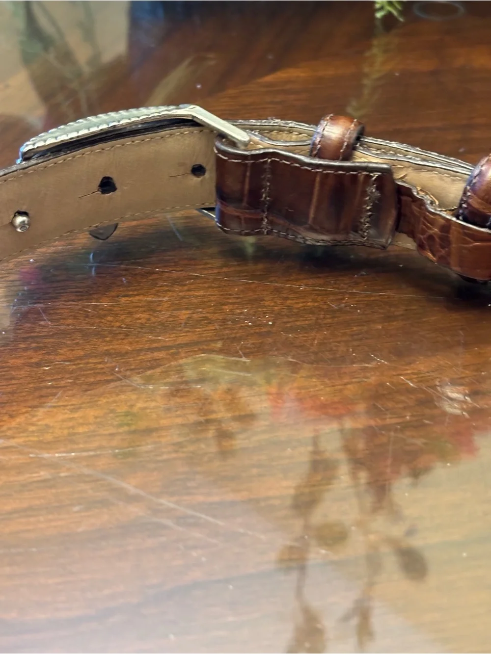 Brighton Brown Leather Belt with Silver Crown Buckle